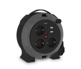 EXTENSIBLE CON USB 5M H05VV-F 3G1.5MM² 3 TOMAS + 2 PUERTOS 16A 250V~ NEGRO/GRIS SIMON